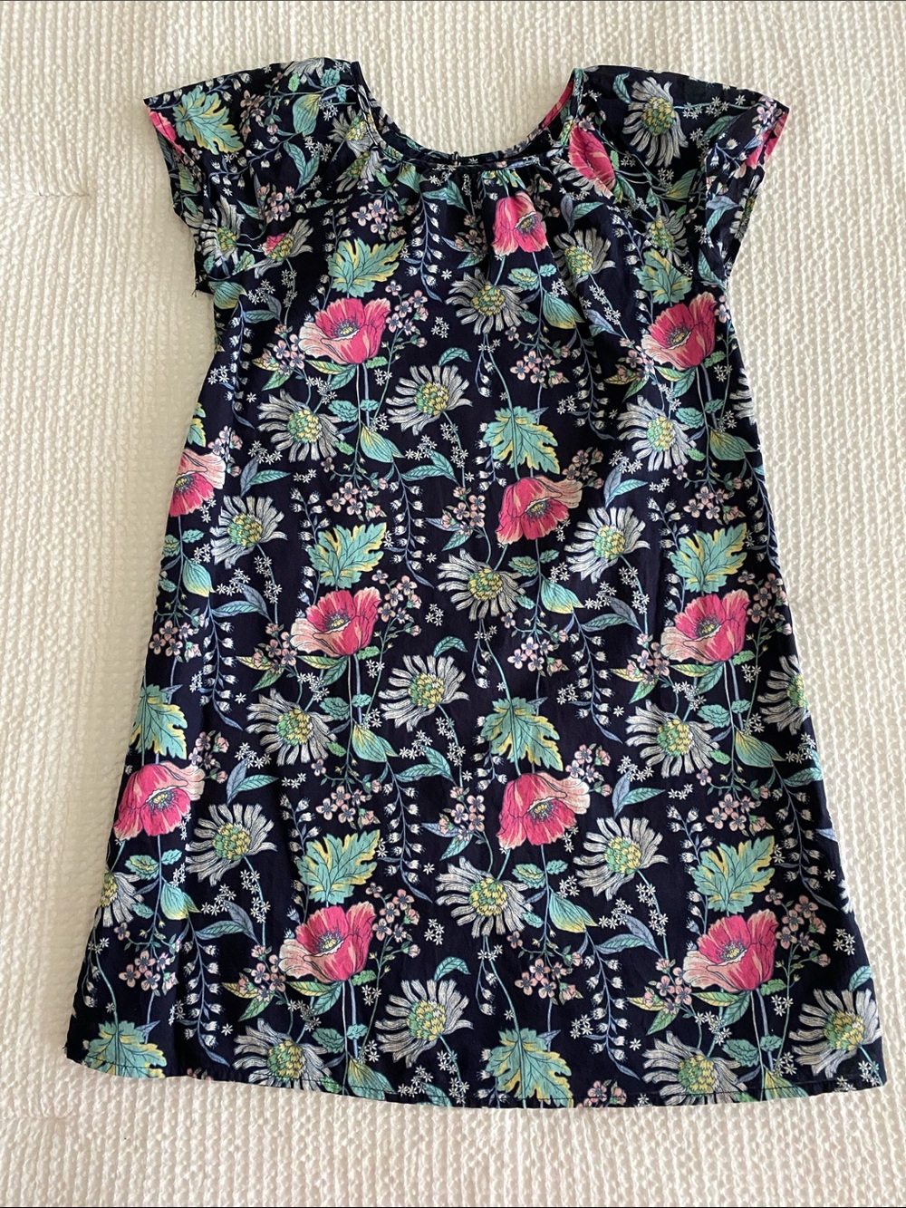 GAP Kids Navy Dress with Pink & Mint Floral Trim